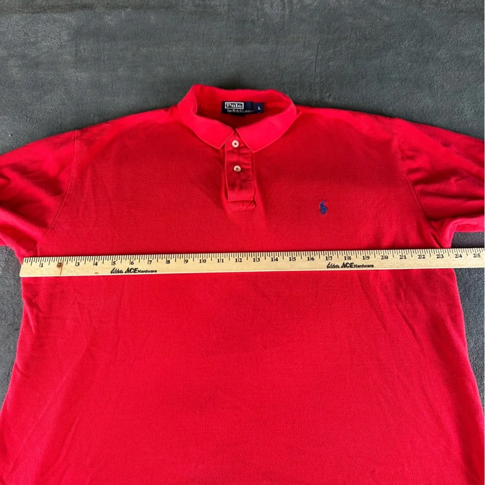 Polo Ralph Lauren Mens Sz L Custom Fit Short Sleeve Polo Shirt Solid Red‎ Cotton